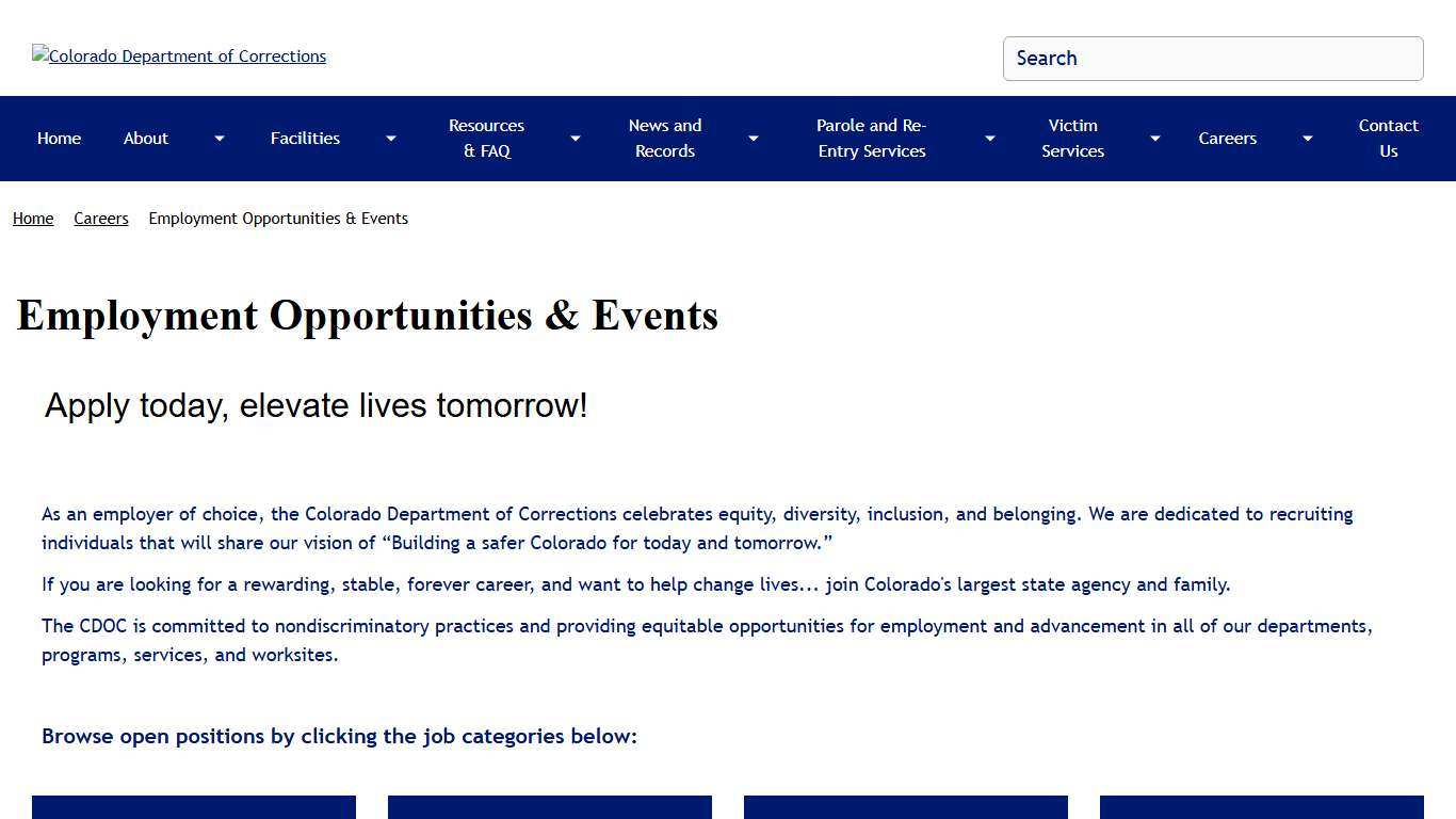 Employment Opportunities & Events Colorado Department of Corrections