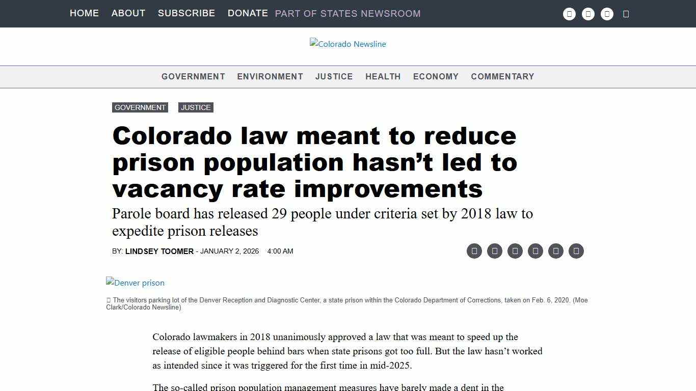 Colorado law meant to reduce prison population hasn't led to vacancy rate improvements Colorado Newsline